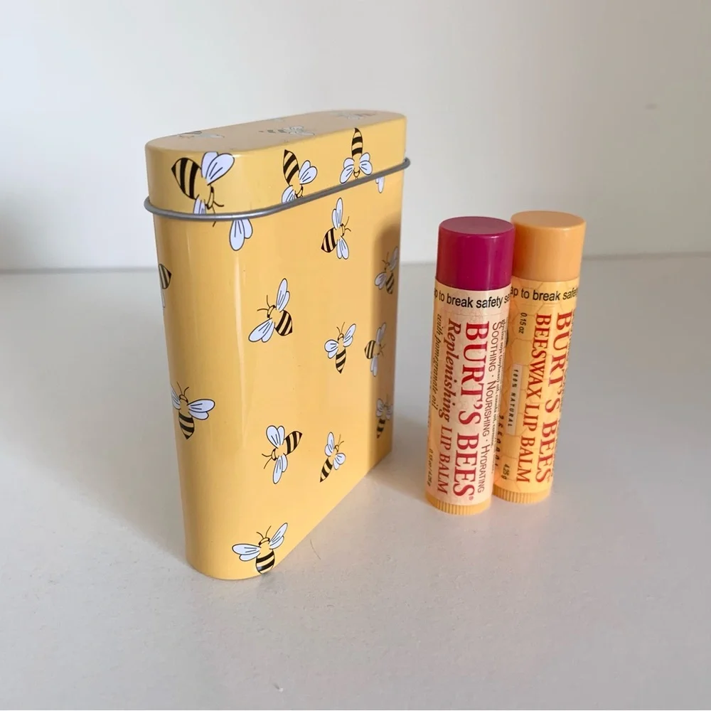 Burts bees chapstick tin case set